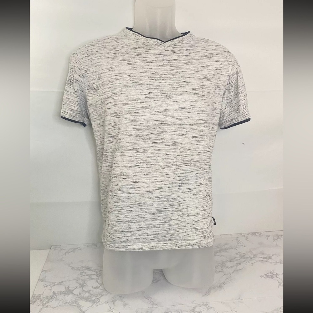 Navy Yard Short Sleeve V Neck T Shirt Mens S White Gray Heather Tee V​​​